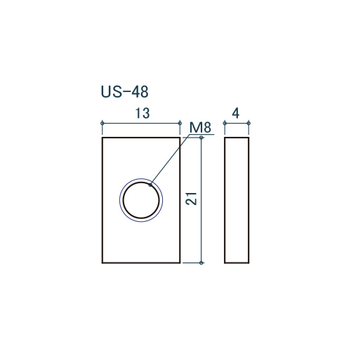 シロクマ Uポール 先入角ナット M8 SUS304 US-48 製品図面・寸法図
