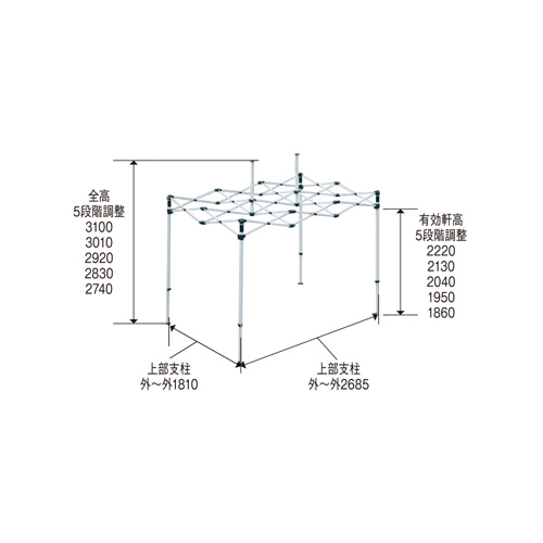 ミスタークイックテント (1.8m×2.7m) ワンタッチ式イベントテント T-12/TA-12 製品図面・寸法図