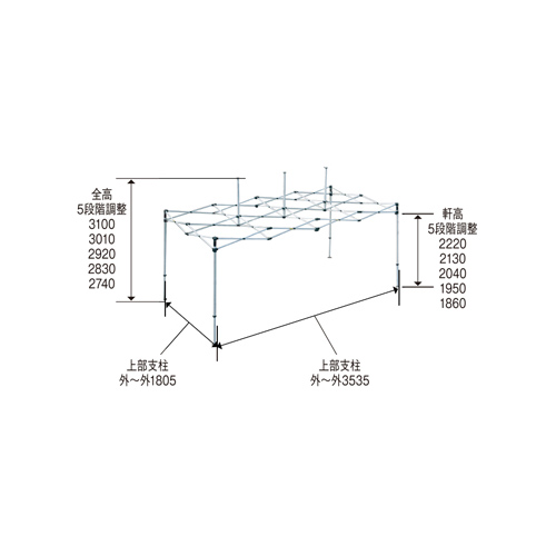 ミスタークイックテント (1.8m×3.6m) ワンタッチ式イベントテント T-13/TA-13 製品図面・寸法図