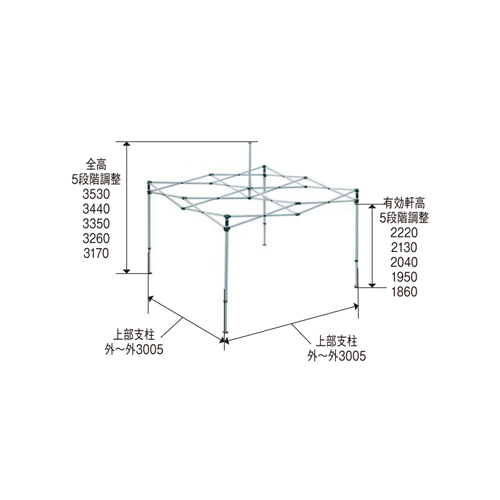 ミスタークイックテント (3.0m×3.0m) ワンタッチ式イベントテント T-33/TA-33 製品図面・寸法図