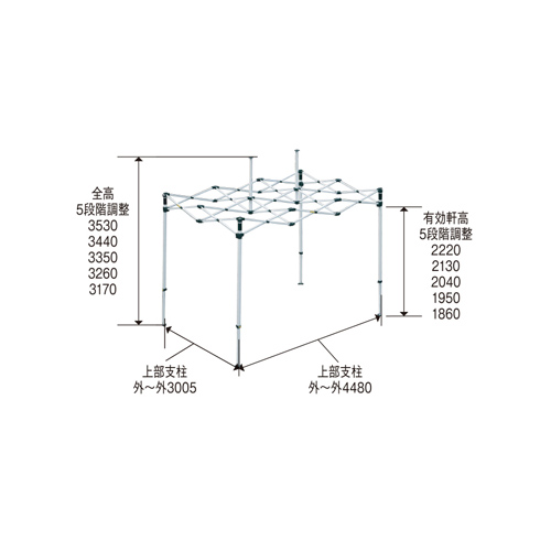 ミスタークイックテント (3.0m×4.5m) ワンタッチ式イベントテント T-34/TA-34 製品図面・寸法図