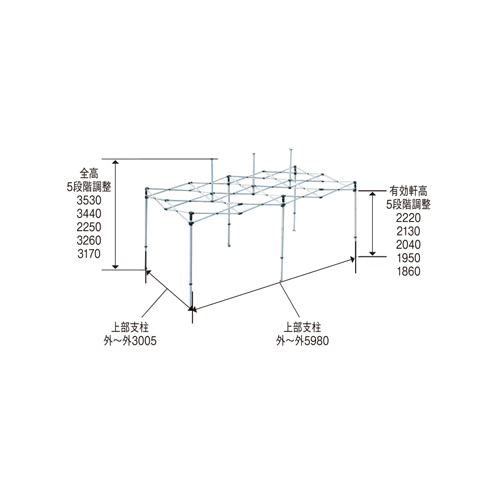 ミスタークイックテント (3.0m×6.0m) ワンタッチ式イベントテント T-36/TA-36 製品図面・寸法図