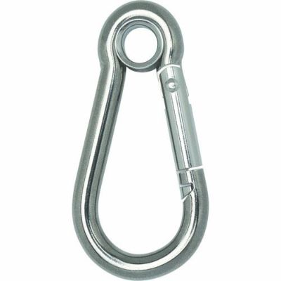TRUSCO 国産カラビナハーケン A型 リング付 ステンレス 10mm×110mm