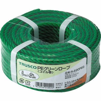 TRUSCO PEグリーンロープ 3つ打タイプ 6mm×20m巻