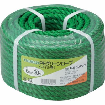 TRUSCO PEグリーンロープ 3つ打タイプ 9mm×30m巻