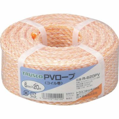 TRUSCO PVロープ 3つ打タイプ 6mm×20m巻
