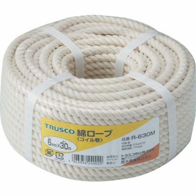 TRUSCO 綿ロープ 3つ打タイプ 6mm×30m巻
