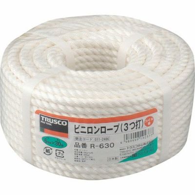 TRUSCO ビニロンロープ 3つ打タイプ 6mm×30m巻
