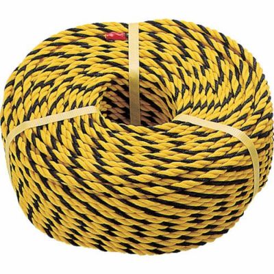 TRUSCO 標識ロープ 3つ打 7.5mm×200m巻 黄/黒