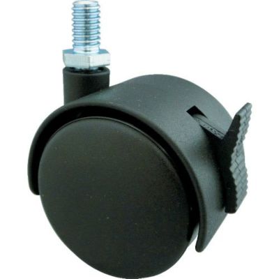 TRUSCO ねじ込み双輪キャスター (ナイロン車輪) 自在タイプ 車輪径50mm M8 ストッパー付き