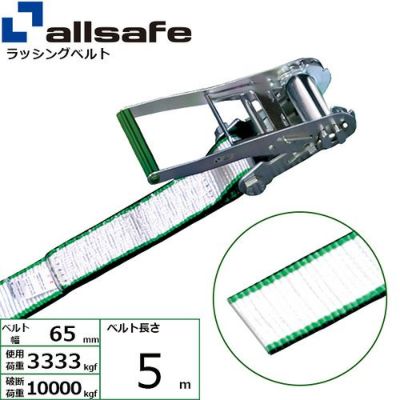 allsafe ラッシングベルト ラチェット式 ラウンドベルト仕様 (超重荷重10t) 5m 白 RN6R5