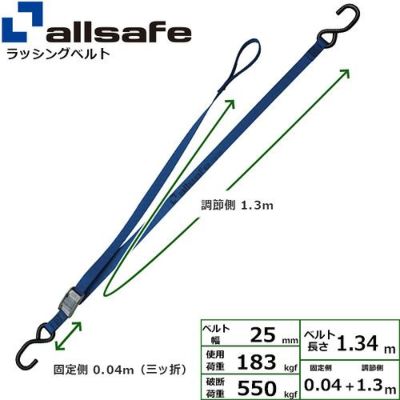 allsafe バイク用タイダウン カム式 固定0.04m×調節1.3m 青 BK-CP