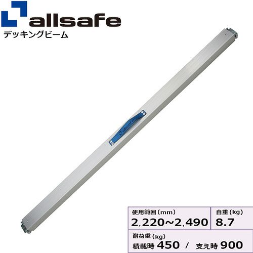 allsafe プッシュ式デッキングビーム Lサイズ 使用範囲 2,220～2,490mm