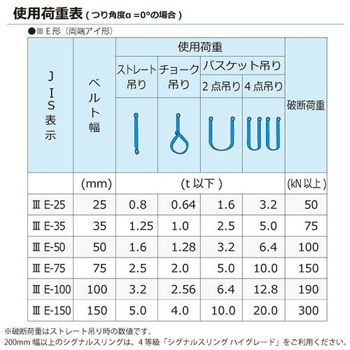 シライ シグナルスリング SE3E 両端アイ形 3.2ton 幅100mm 長さ9.5m