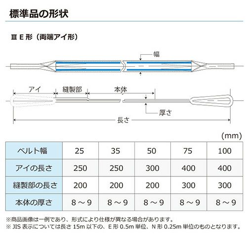 シライ ポリエステルスリング PET3E 両端アイ形 2.5ton 幅75mm 長さ7.5