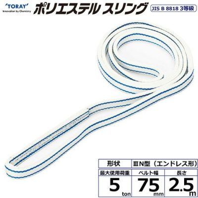 シライ ポリエステルスリング PET3N エンドレス形 5ton 幅75mm 長さ2.5m