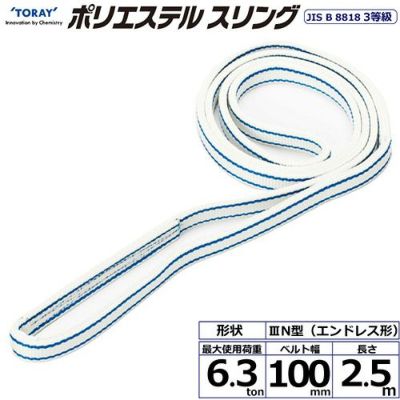 シライ ポリエステルスリング PET3N エンドレス形 6.3ton 幅100mm 長さ2.5m