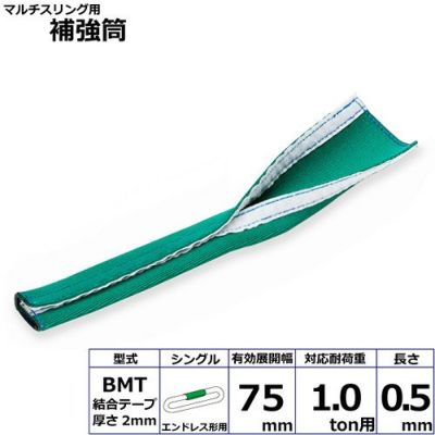 シライ マルチスリング用補強筒BMT エンドレス形用 シングル 耐荷重1ton用 長さ0.5m