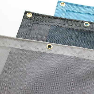 メッシュシートカーテン (防炎2類) 特注仕様可・幅最大17m／丈最大5m (建築養生・仮設・飛散防止・防風・防砂)／セミオーダー品・業務用